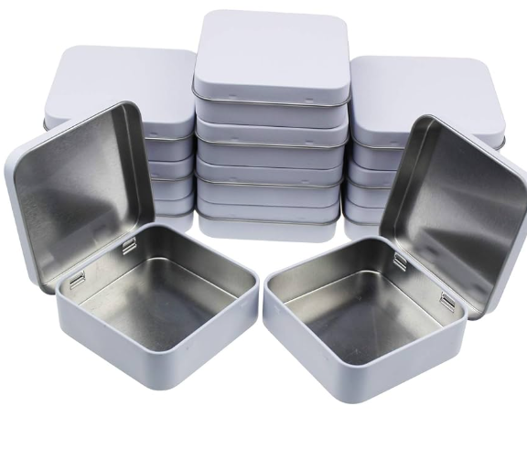 How can I design stackable metal tins for retail display and storage? 1 image 18